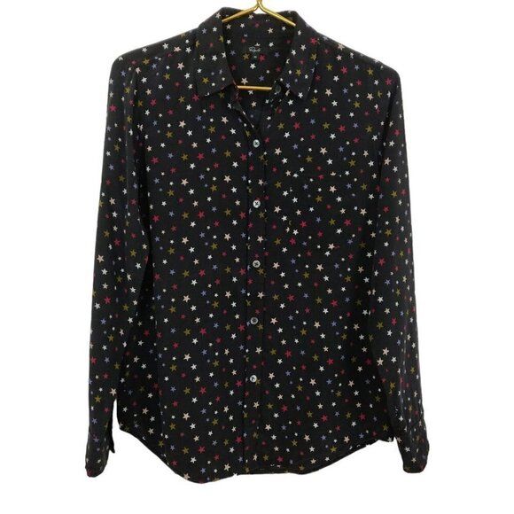 Rails Kate Silk Rainbow Stars Shirt Women's Size XS Button Front Long Sleeves - Picture 2 of 9